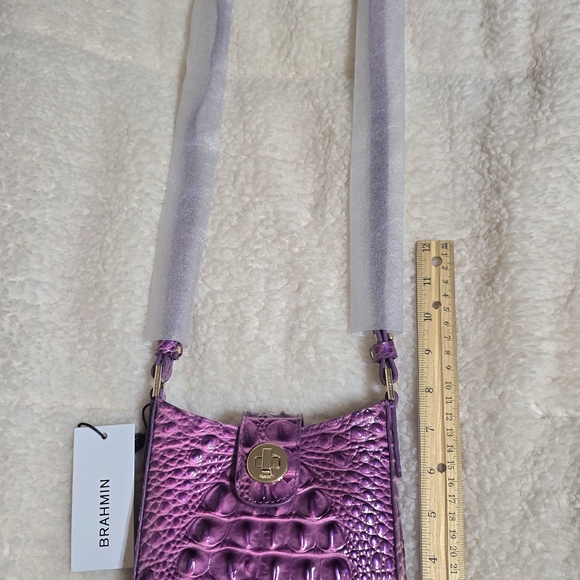 Brahmin Purple Croc-Embossed Women's Bag - Picture 9 of 10